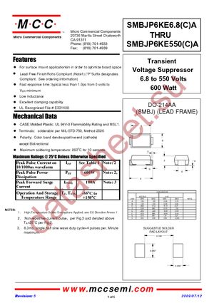 SMBJP6KE100CA-TP datasheet  